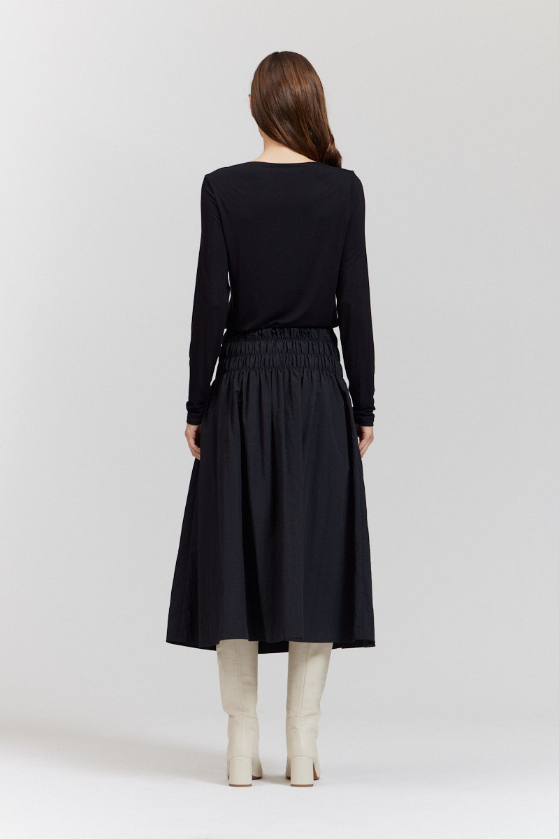 Smocked Midi Skirt