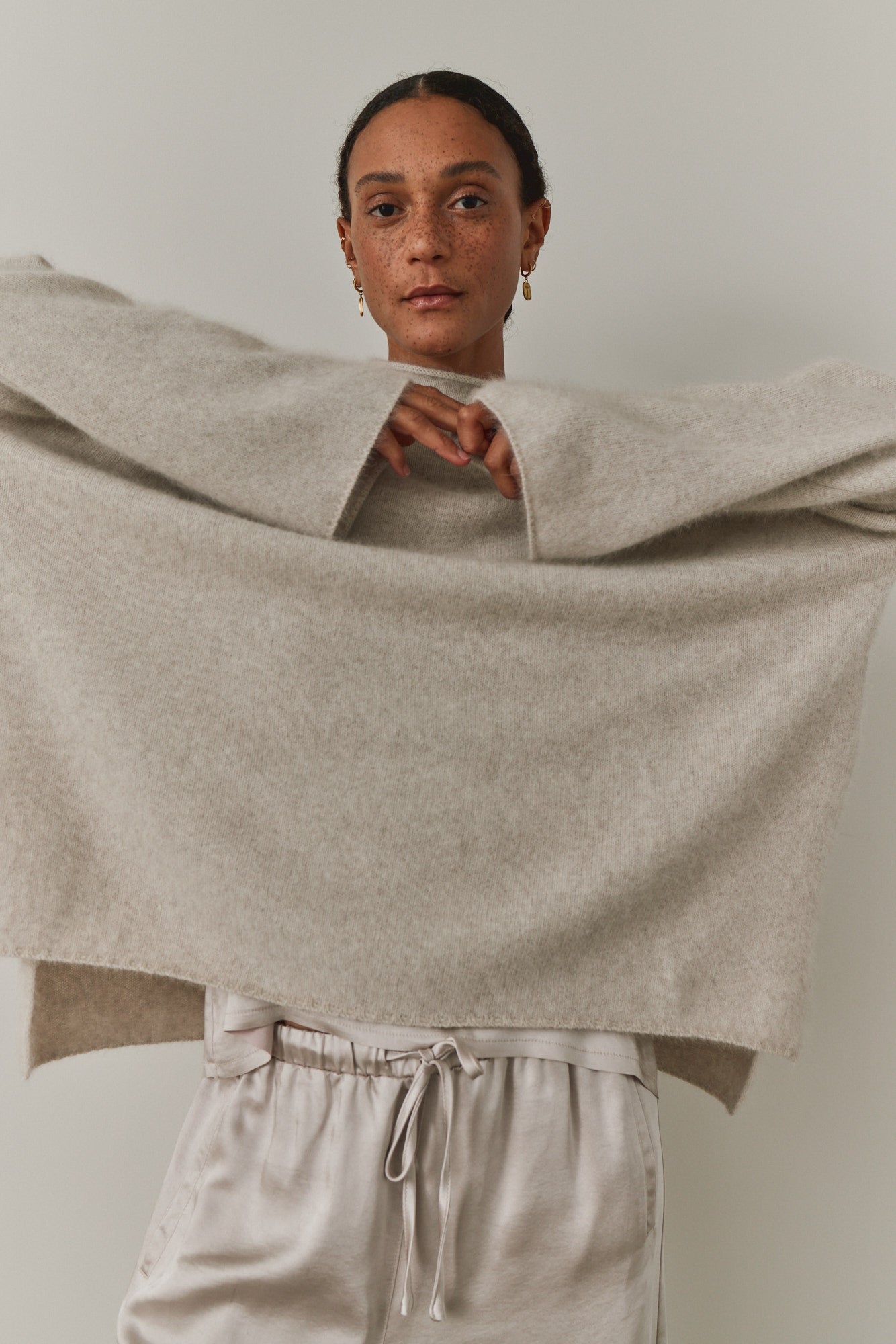 Mock Neck Side Slit Sweater