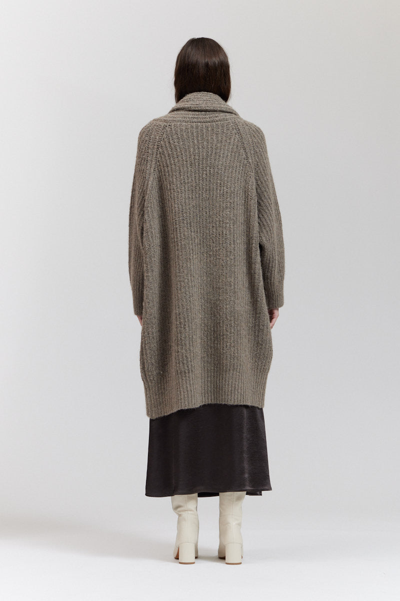 롱 숄 칼라 카디건