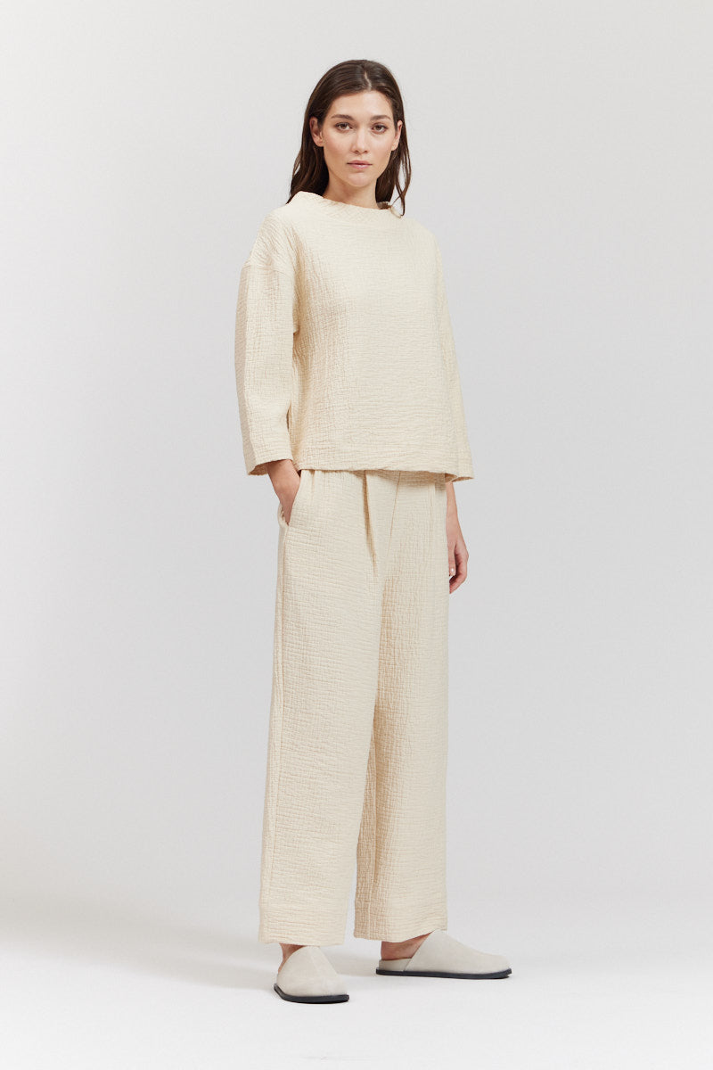 Textured Cotton Lantern Pant