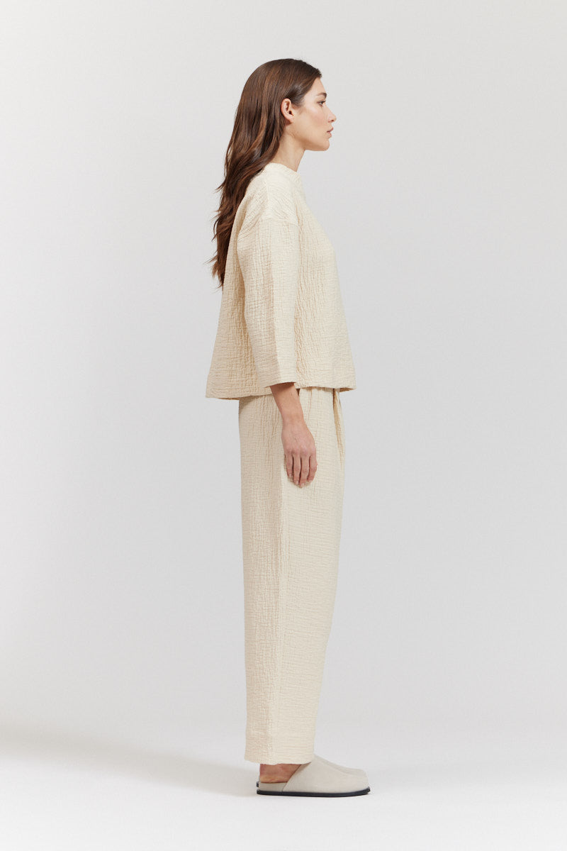 Textured Cotton Lantern Pant