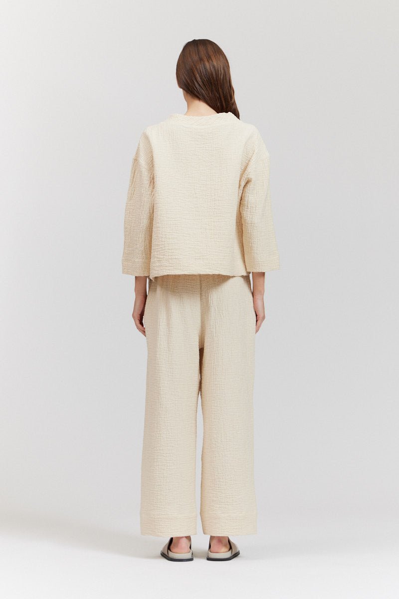 Textured Cotton Lantern Pant