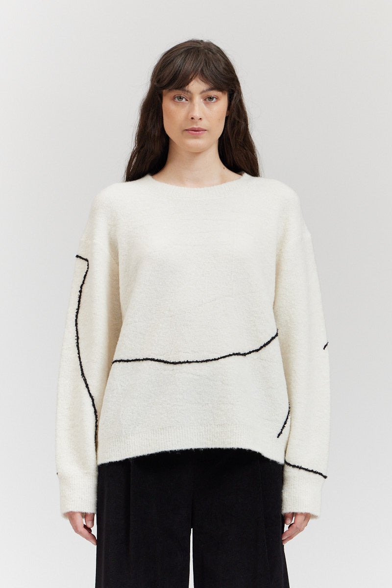 Lined Detail Sweater Top