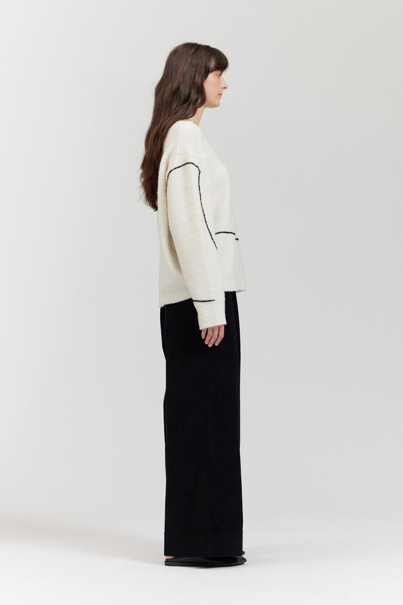 Lined Detail Sweater Top