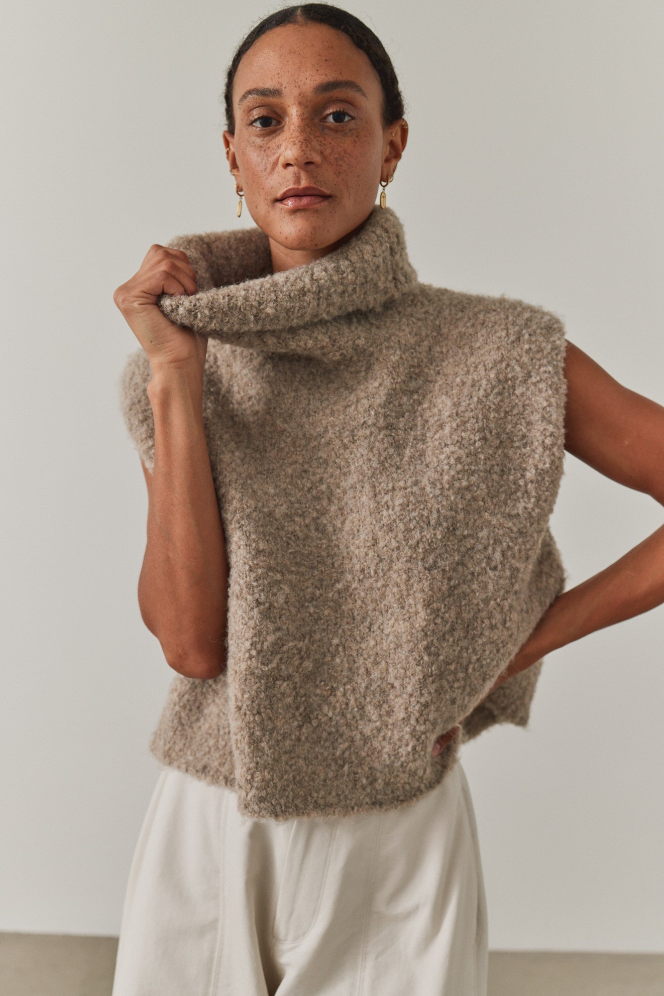 Textured Turtleneck Shell