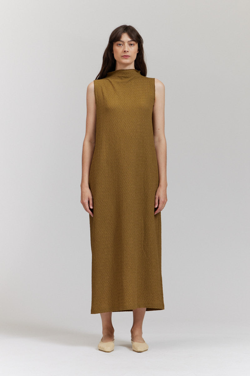 Stretch Scrunch Dress Large / Brown Olive