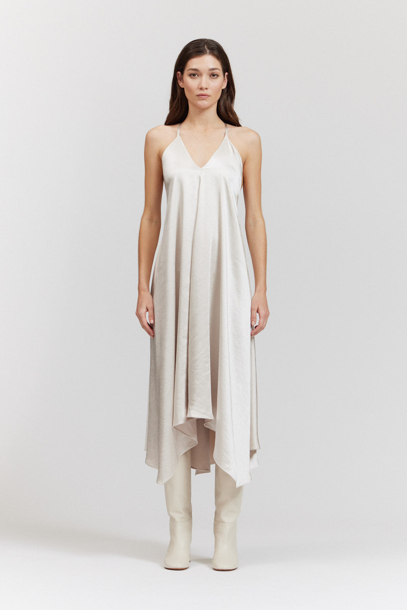 Handkerchief Hem Satin Dress