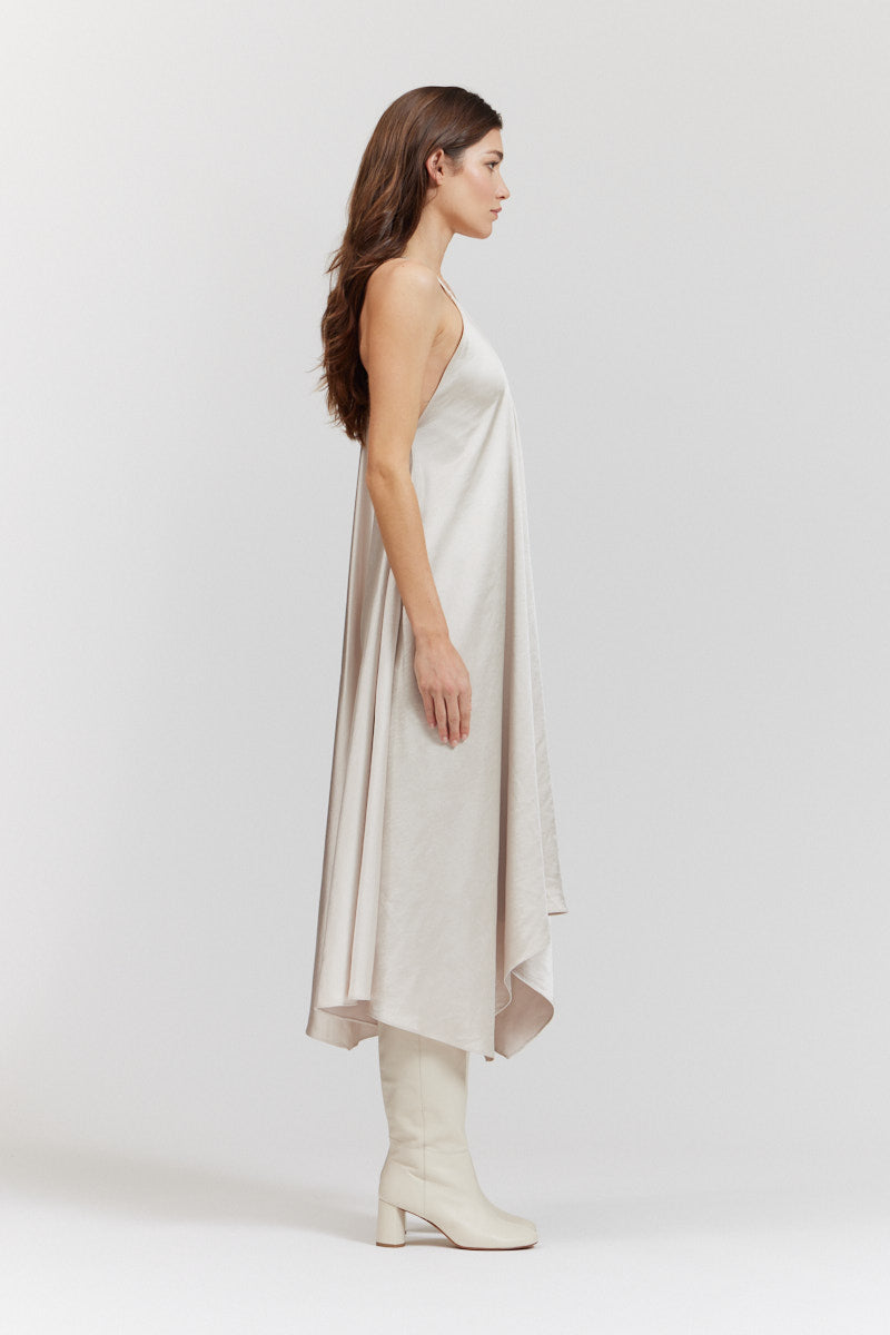 Handkerchief Hem Satin Dress