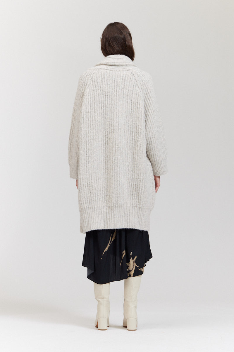 롱 숄 칼라 카디건