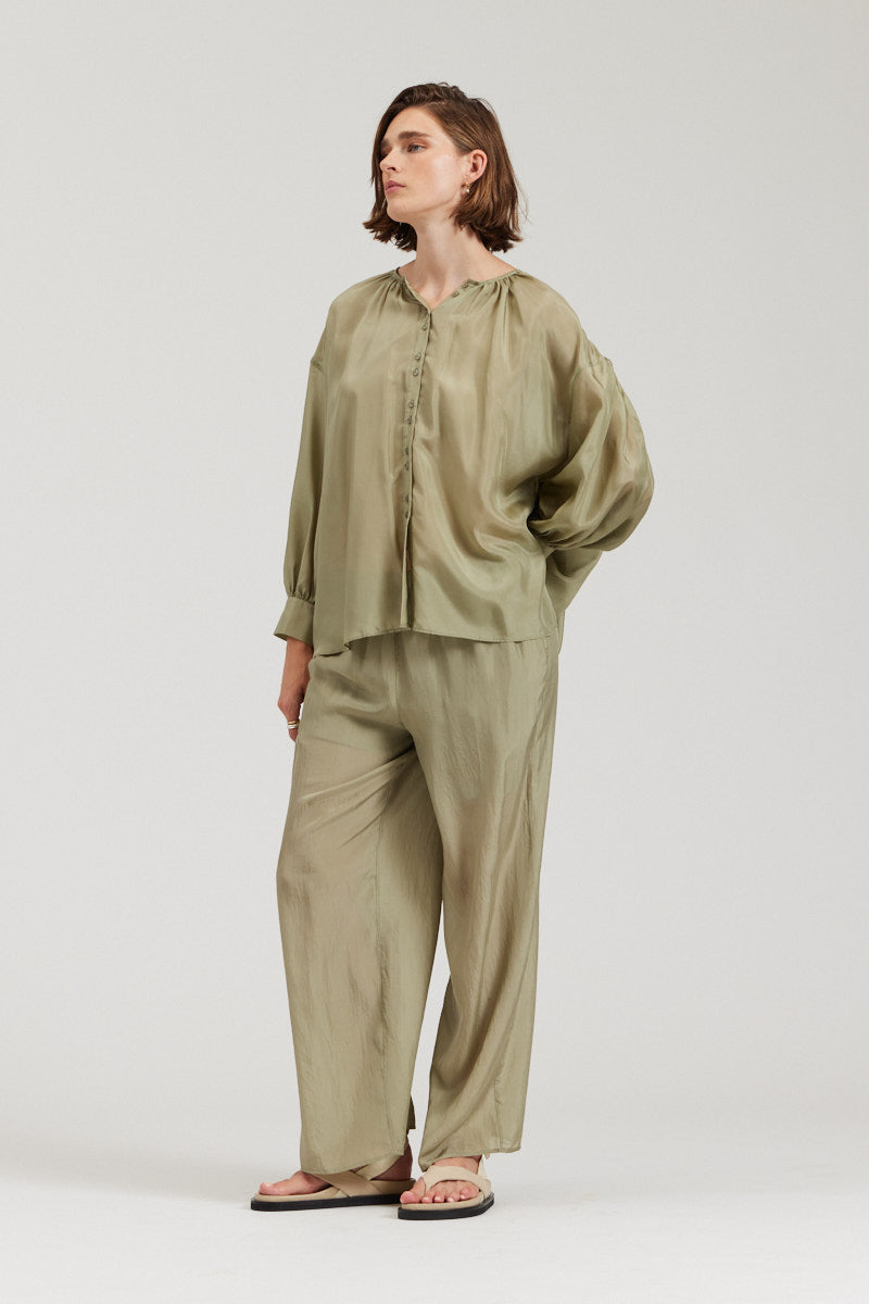 Double Button Silk Blouse