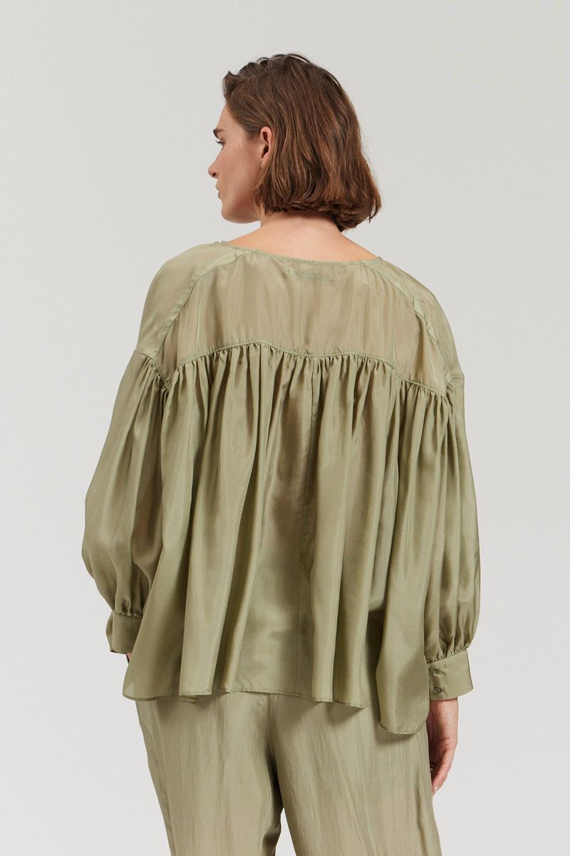 Double Button Silk Blouse