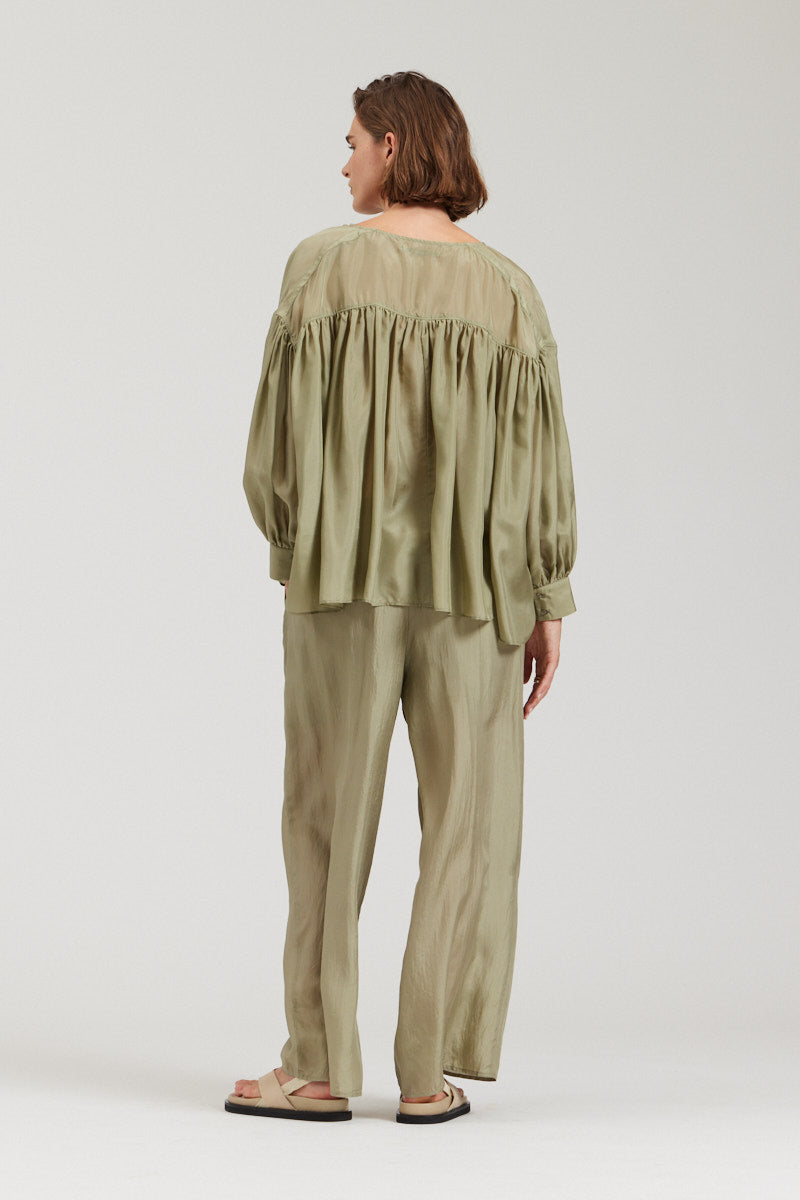 Double Button Silk Blouse