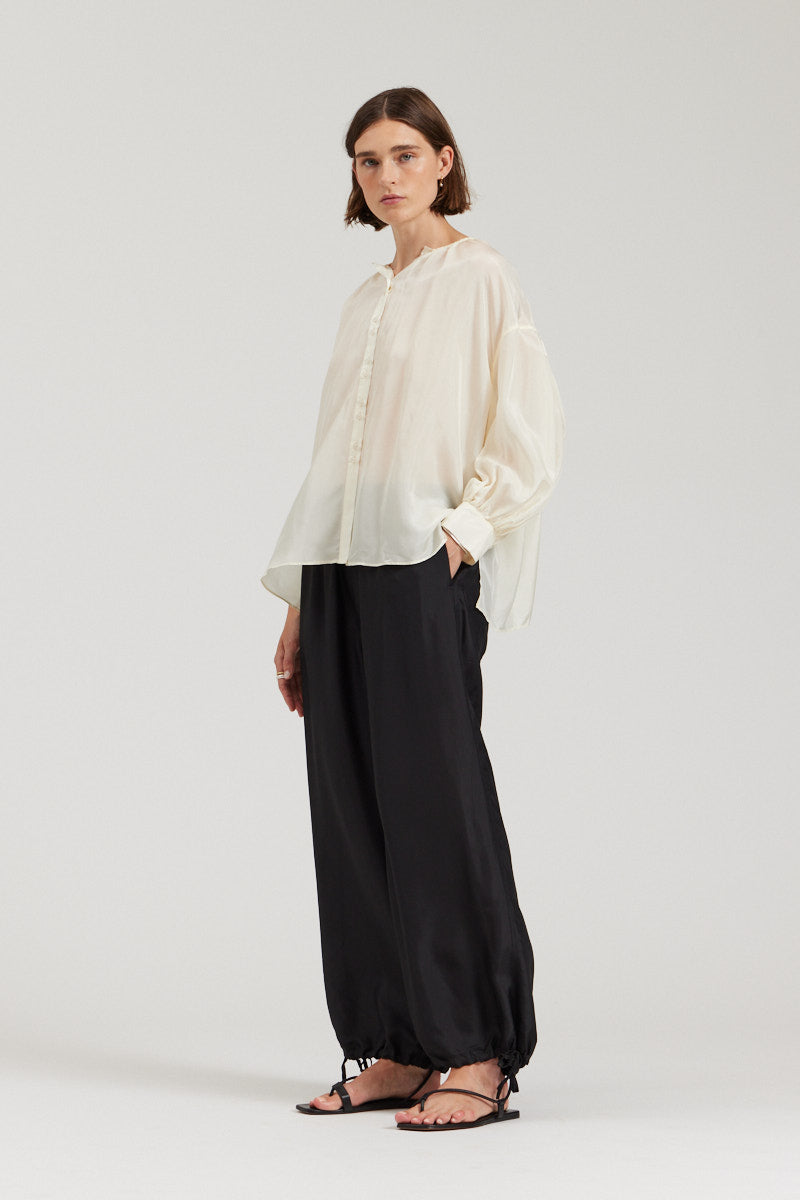 Double Button Silk Blouse