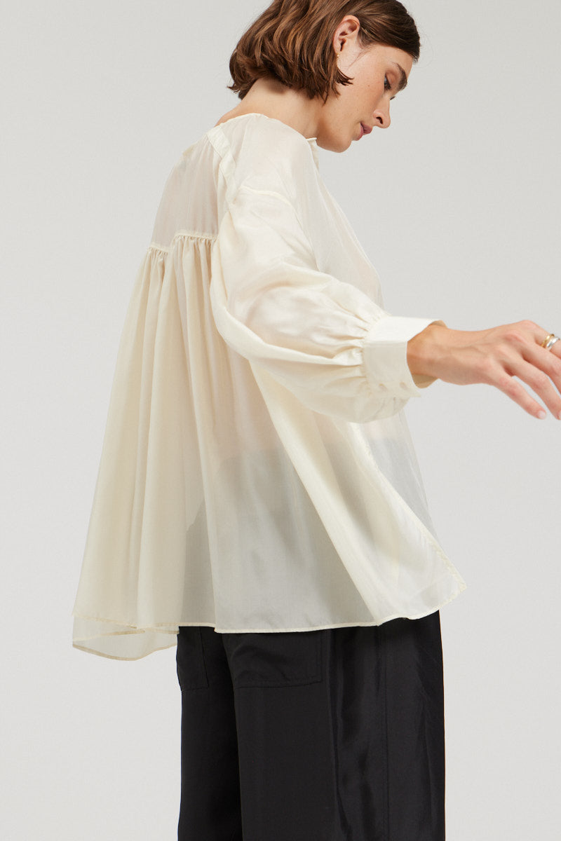 Double Button Silk Blouse