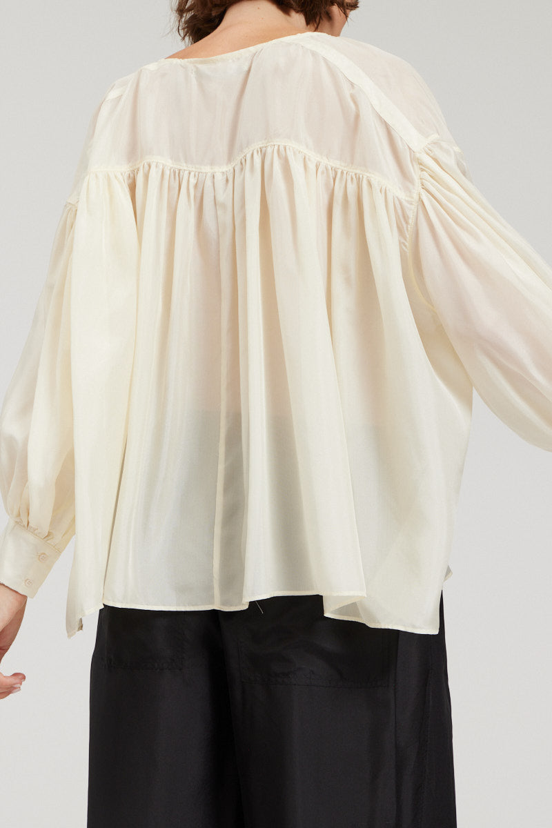 Double Button Silk Blouse