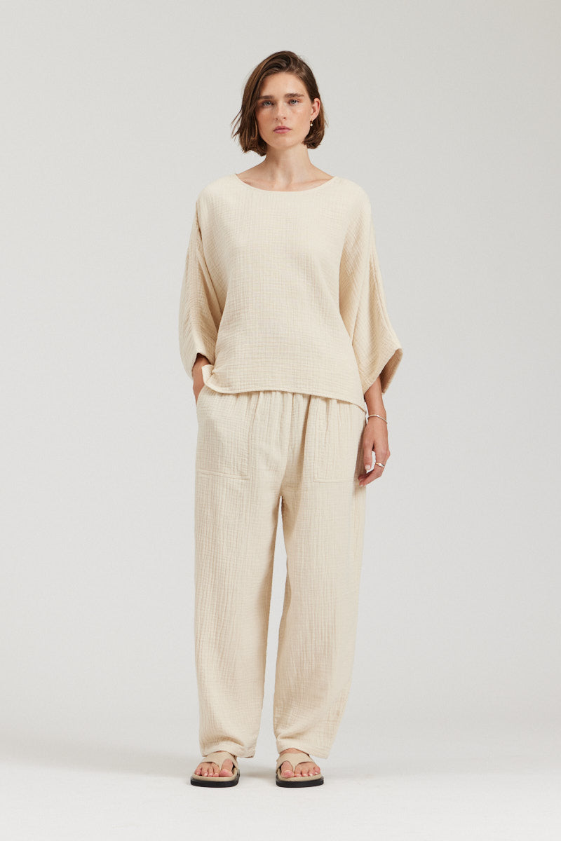 Cotton Gauze Boxy Top