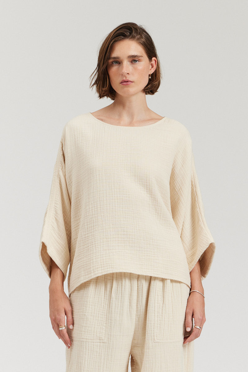 Cotton Gauze Boxy Top