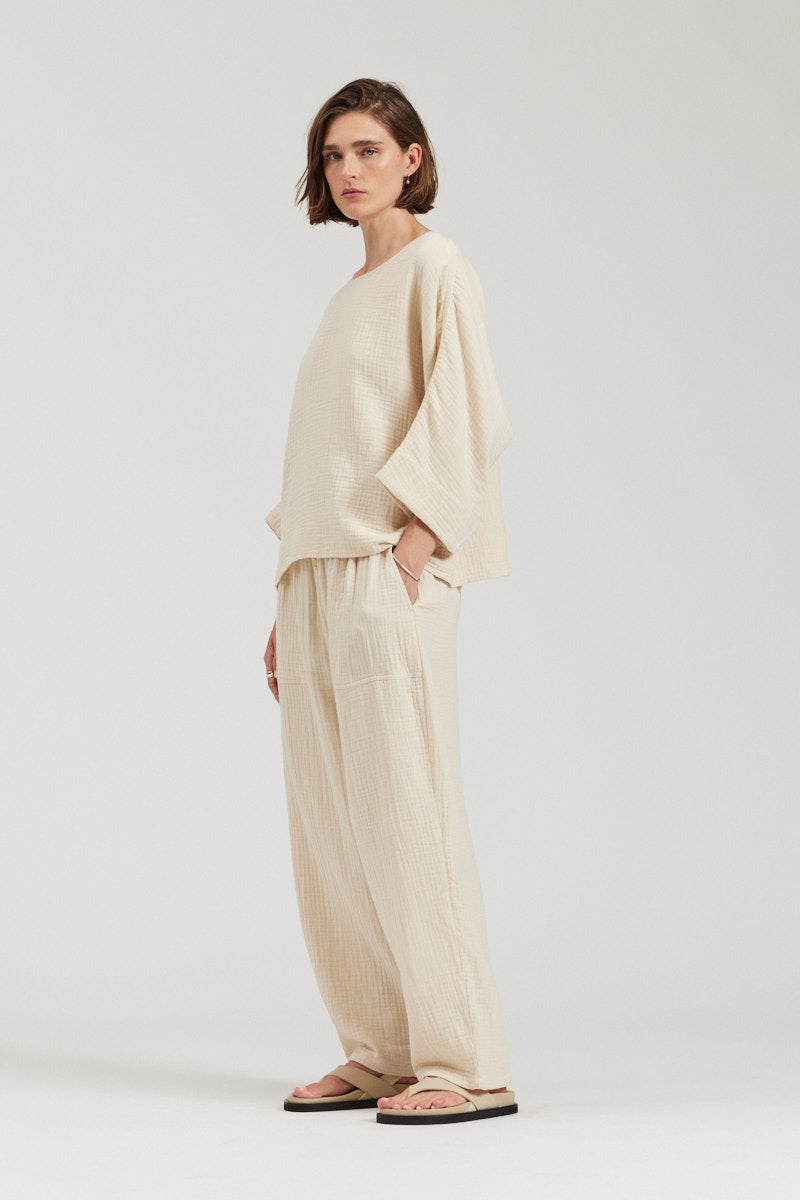 Cotton Gauze Boxy Top