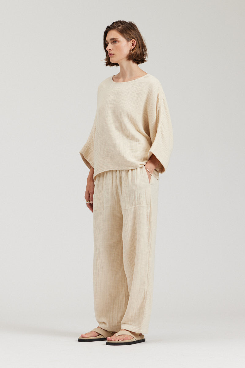 Cotton Gauze Boxy Top