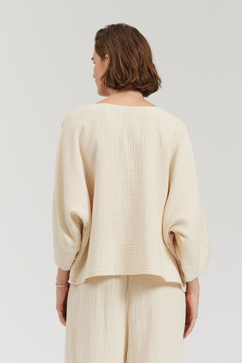 Cotton Gauze Boxy Top