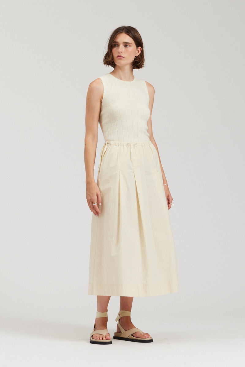 Pleated Cotton Skirt