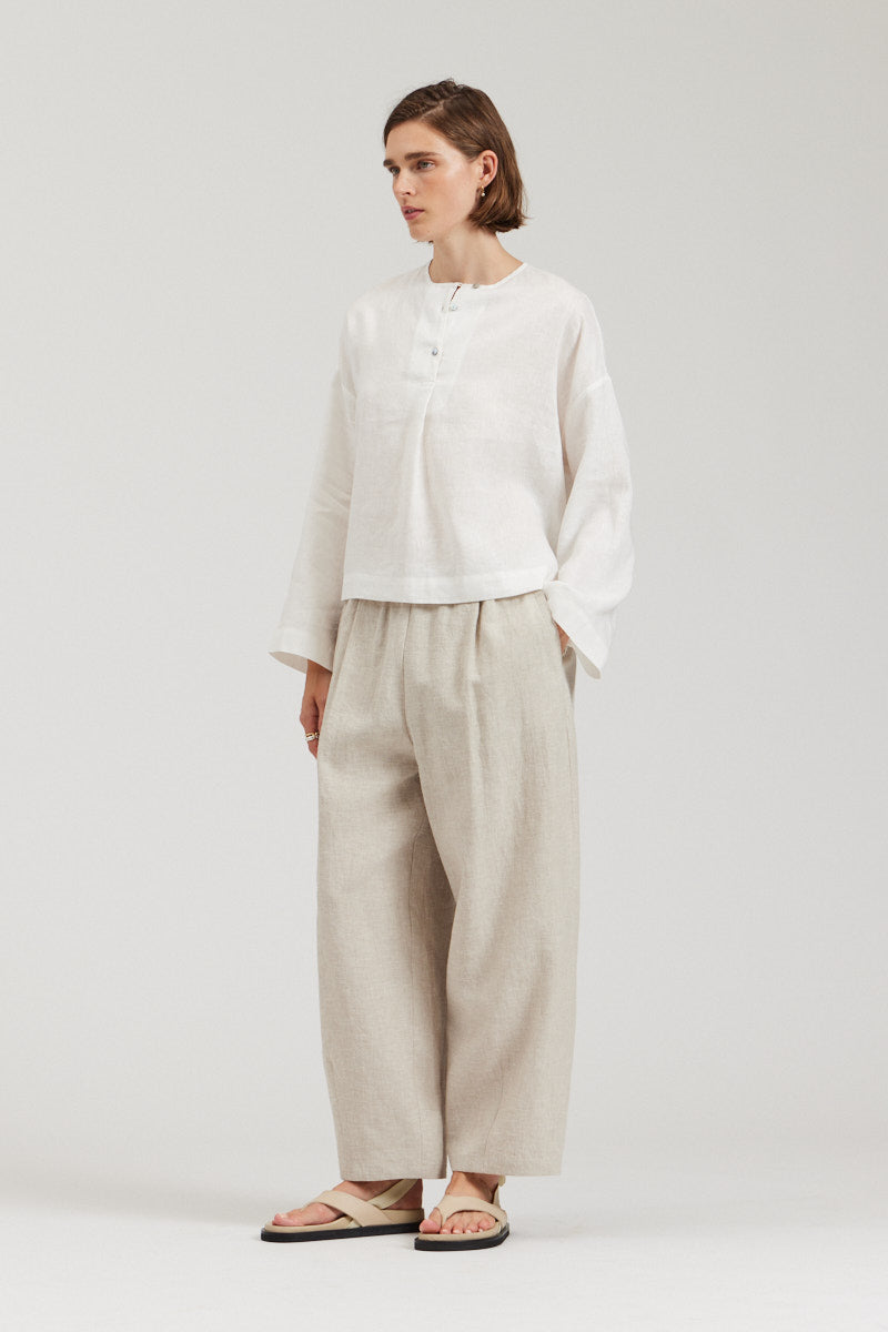 Linen Blend Barrel Pants
