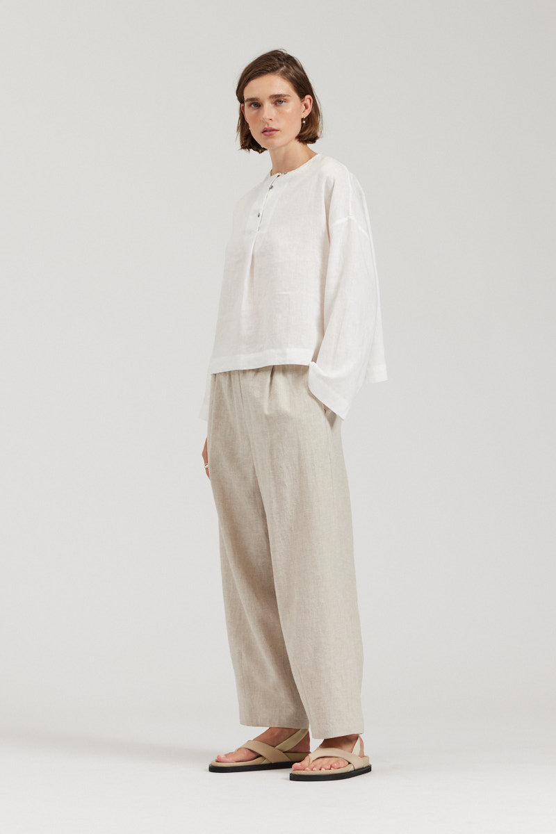 Linen Blend Barrel Pants