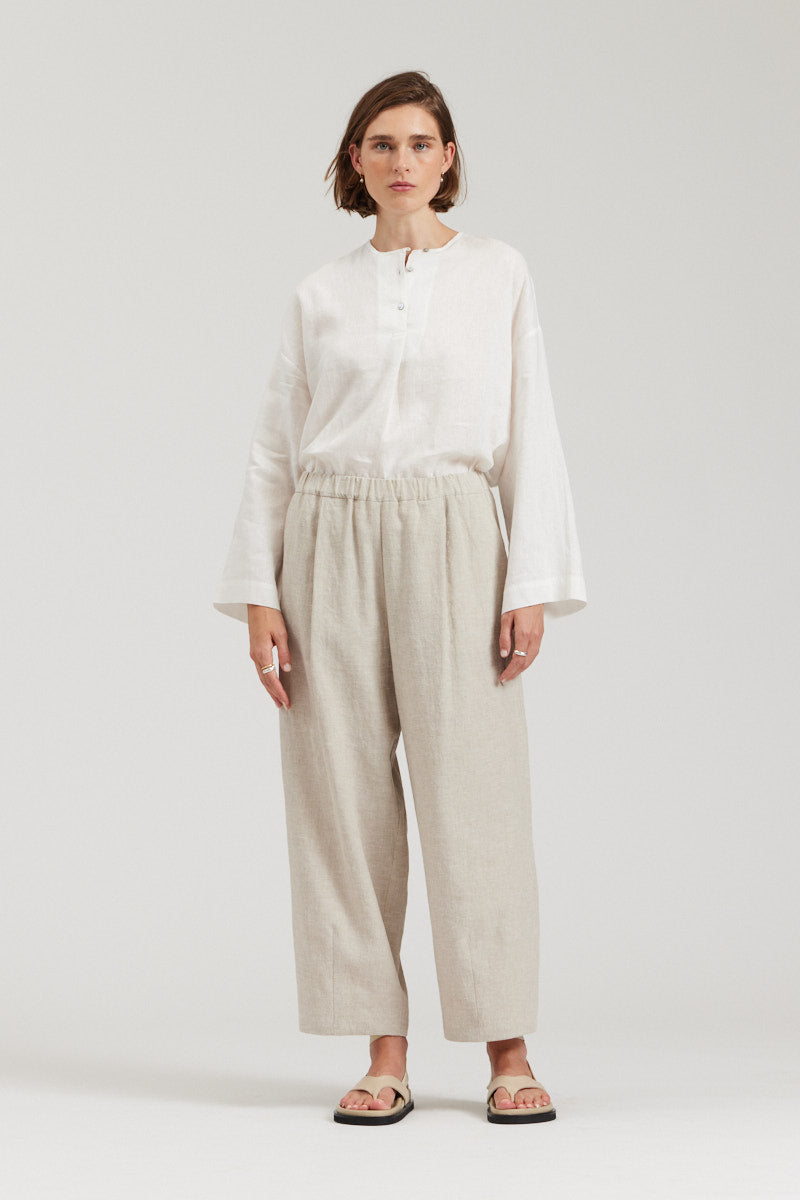 Linen Blend Barrel Pants