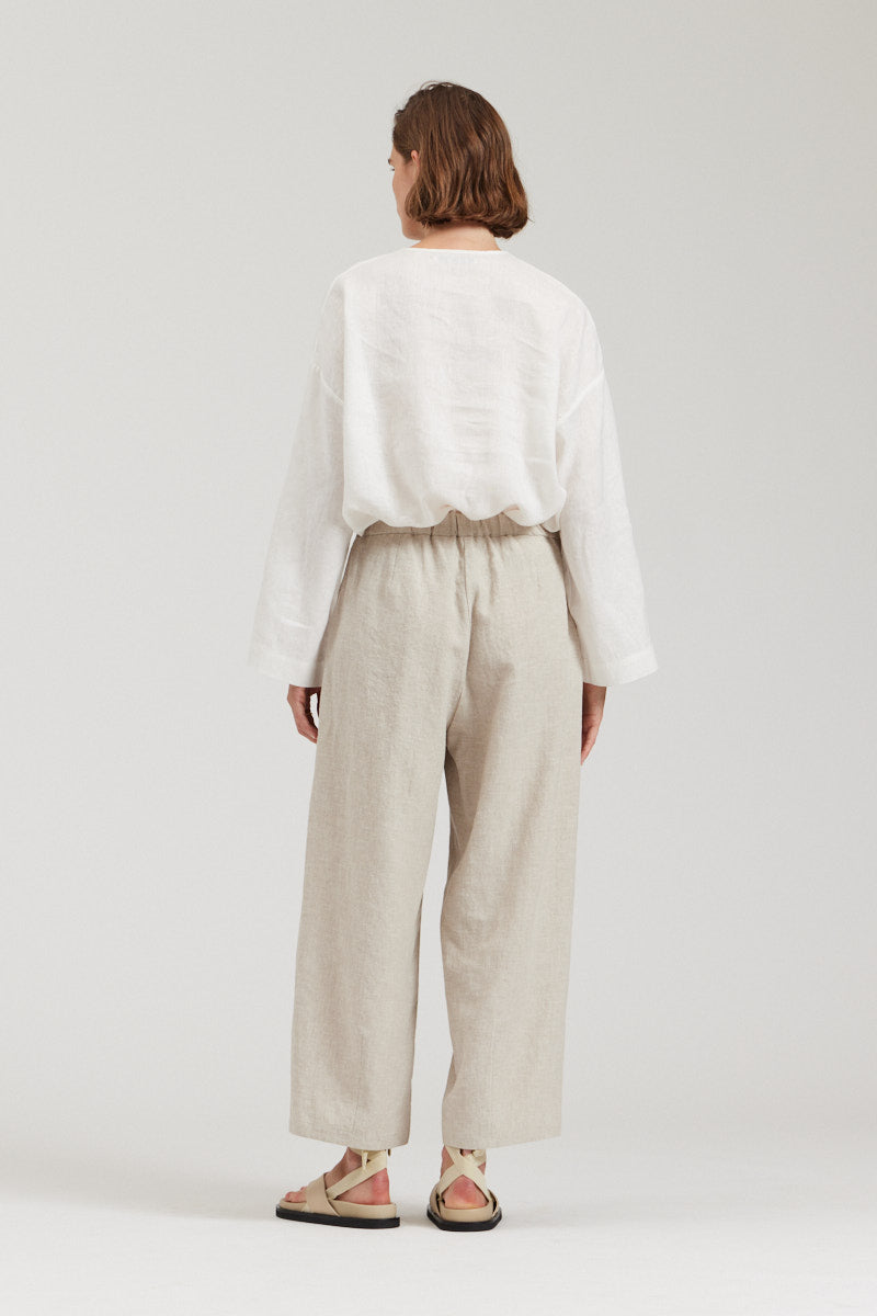 Linen Blend Barrel Pants
