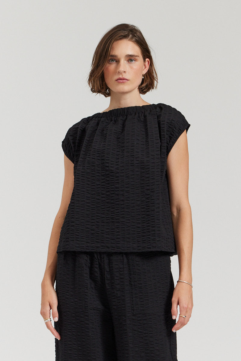 Gathered Boatneck Blouse