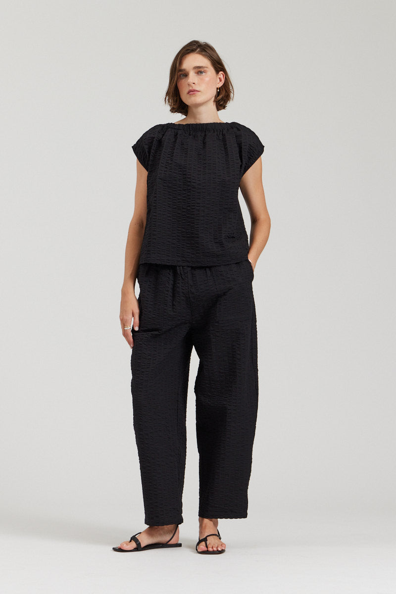 Gathered Boatneck Blouse