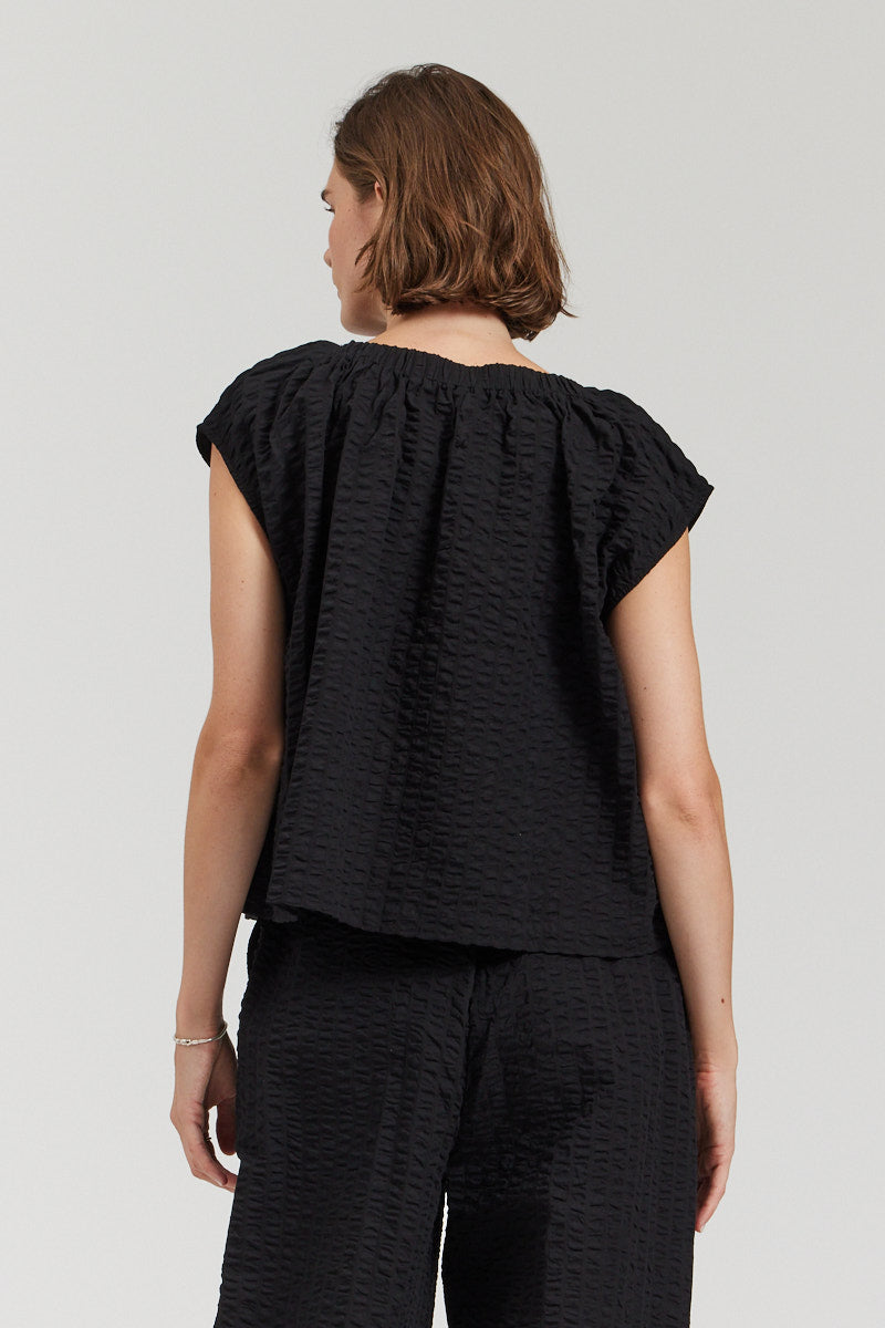 Gathered Boatneck Blouse