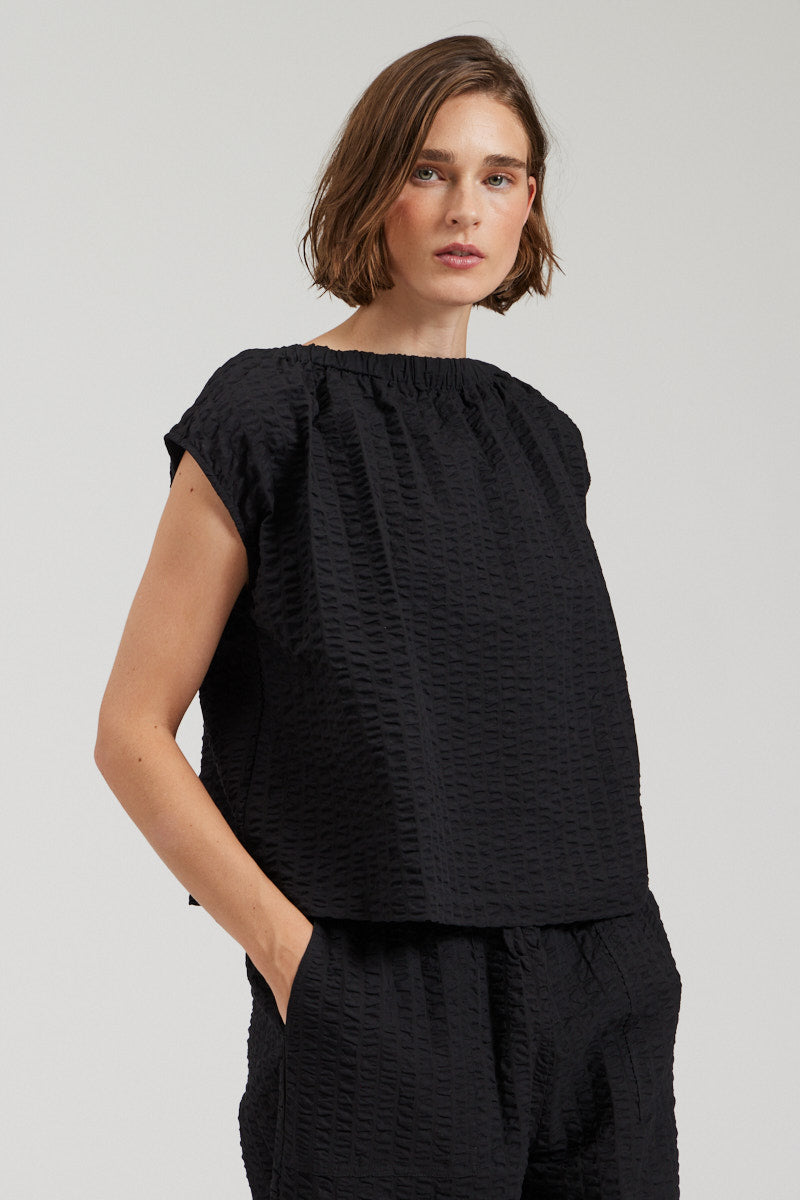Gathered Boatneck Blouse