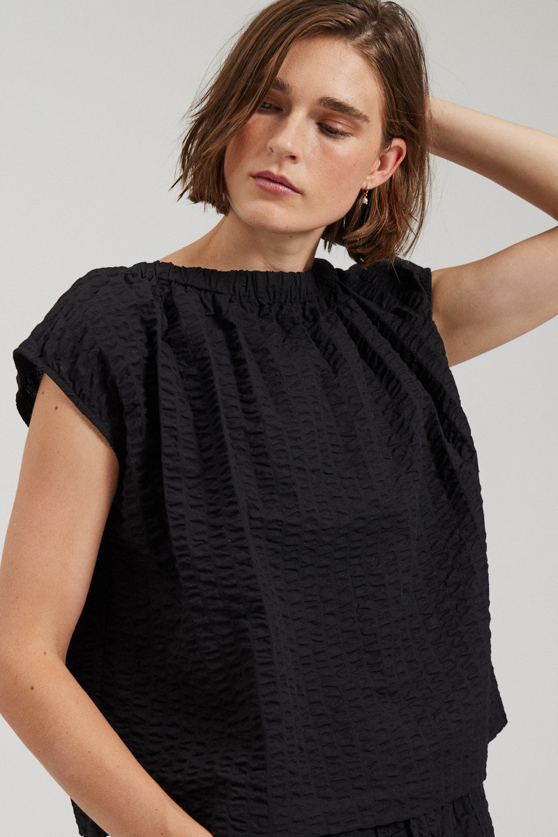 Gathered Boatneck Blouse