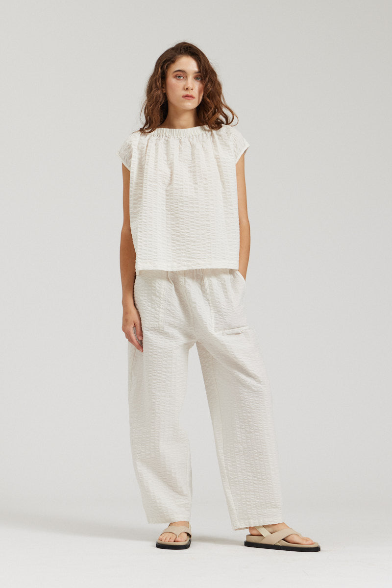 Gathered Boatneck Blouse