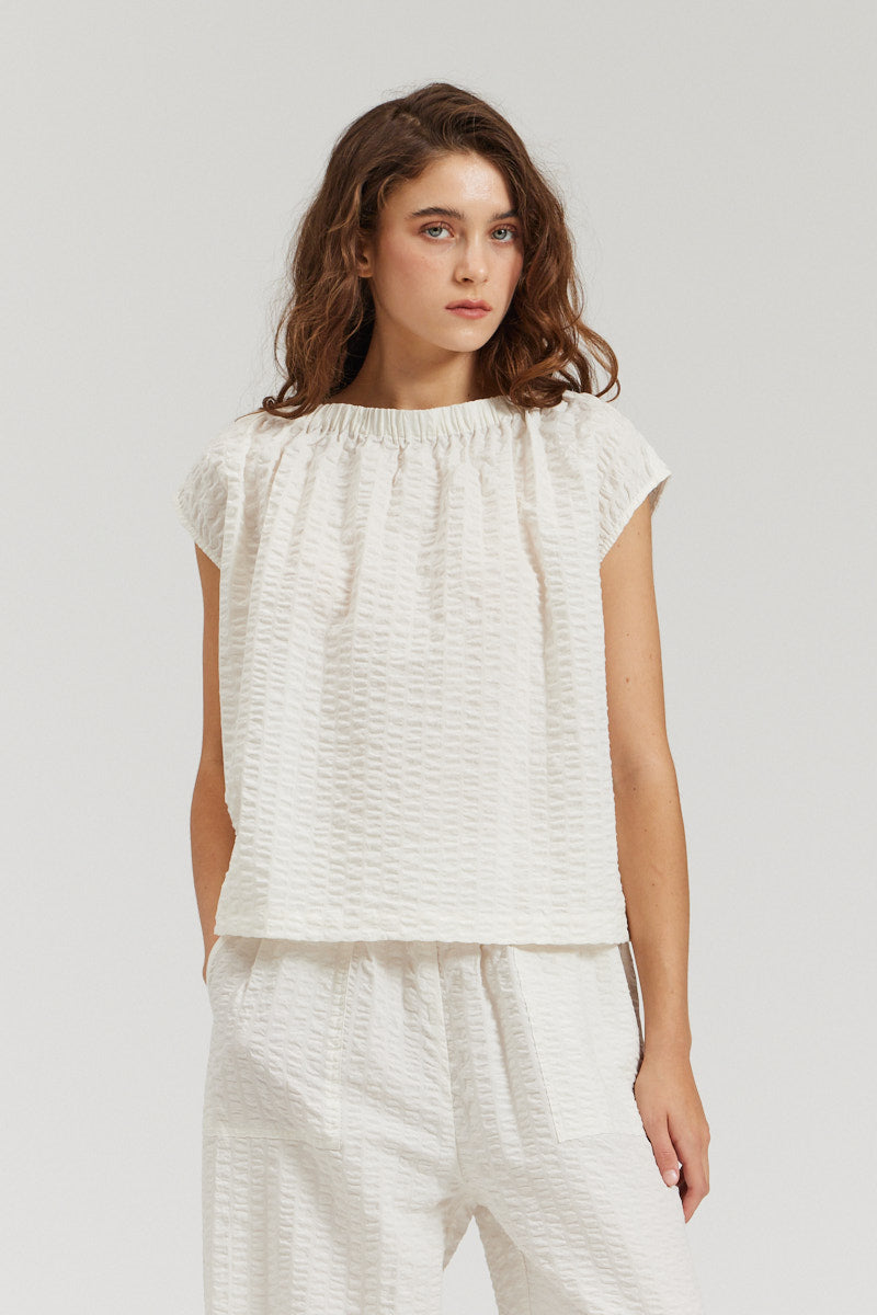 Gathered Boatneck Blouse