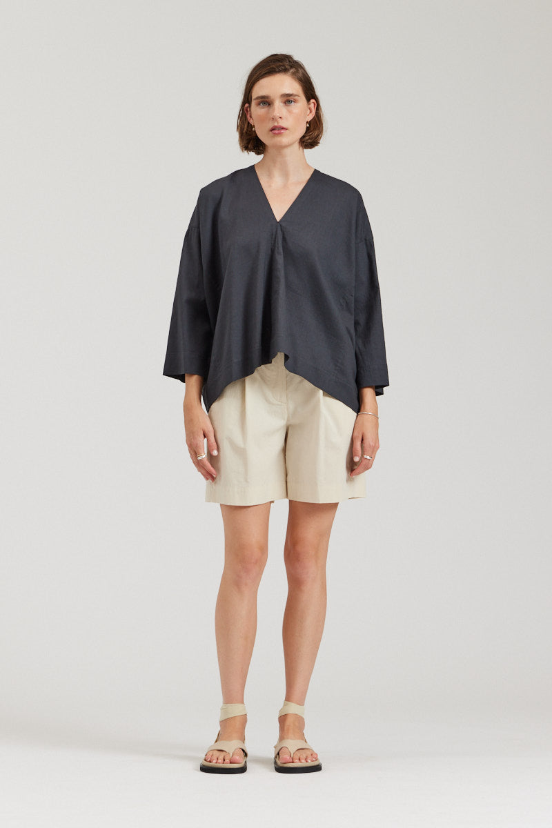 Boxy Cotton Linen Blouse