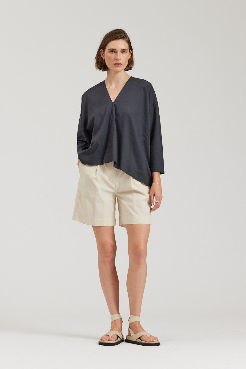 Boxy Cotton Linen Blouse