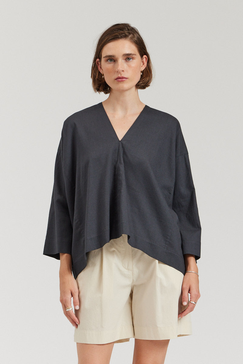 Boxy Cotton Linen Blouse