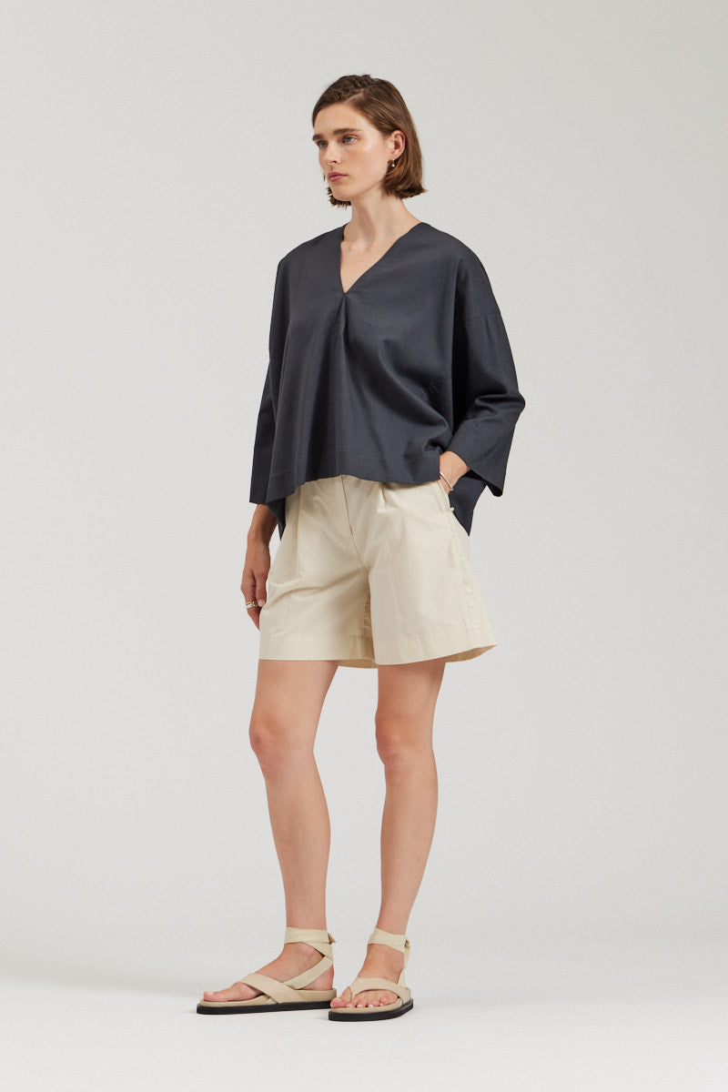 Boxy Cotton Linen Blouse