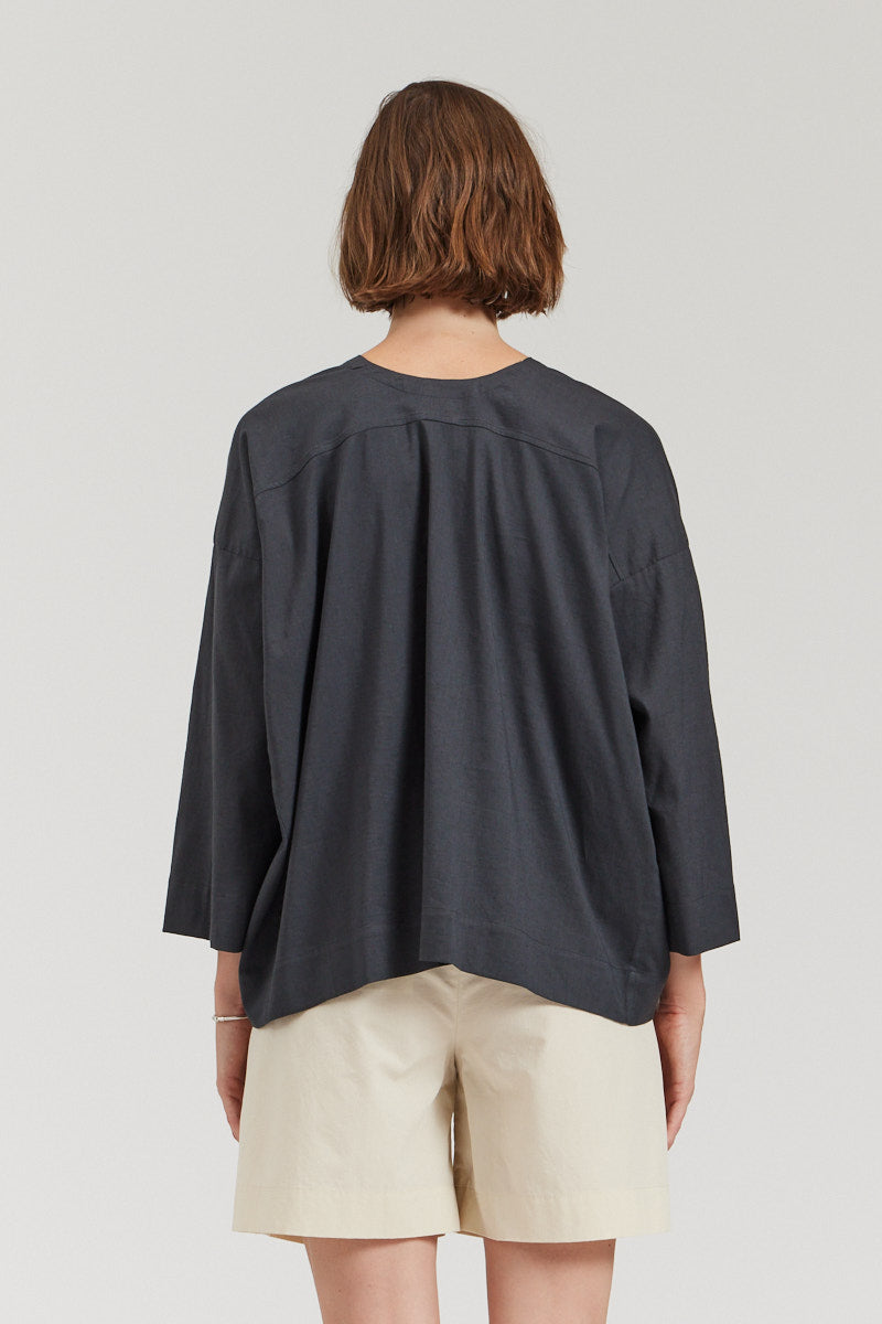 Boxy Cotton Linen Blouse
