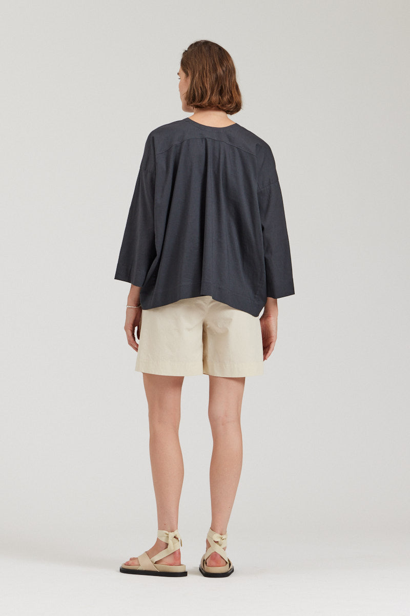Boxy Cotton Linen Blouse