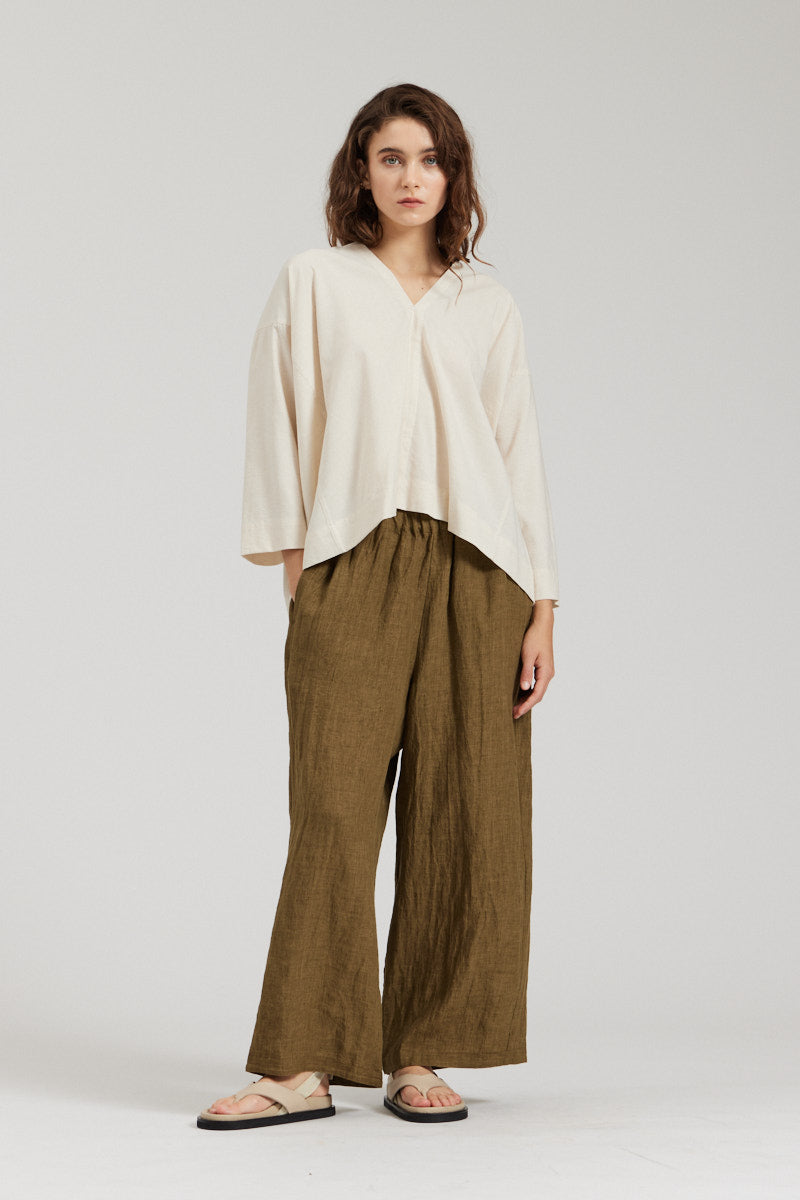 Boxy Cotton Linen Blouse