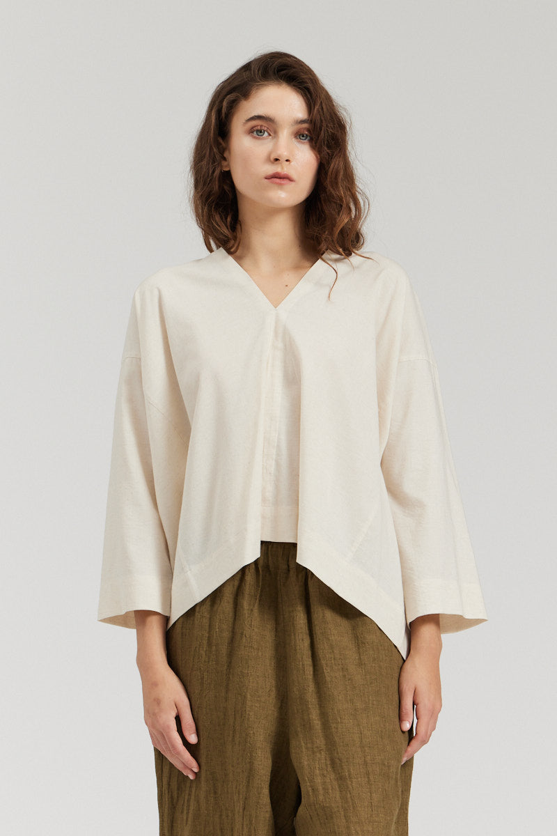 Boxy Cotton Linen Blouse