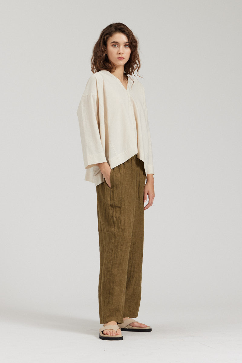 Boxy Cotton Linen Blouse