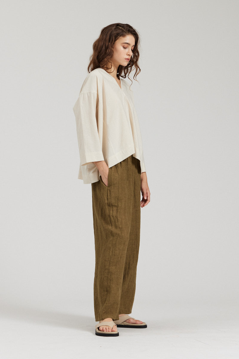 Boxy Cotton Linen Blouse