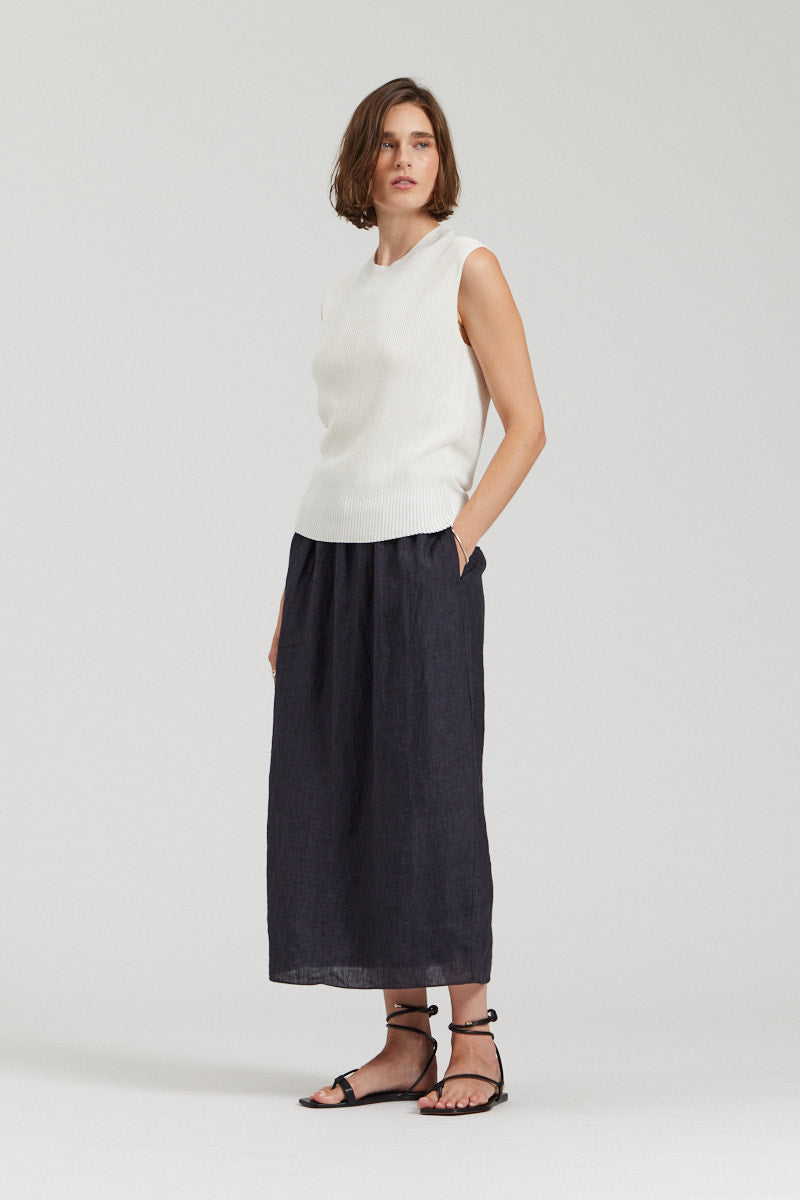 Linen Midi Skirt