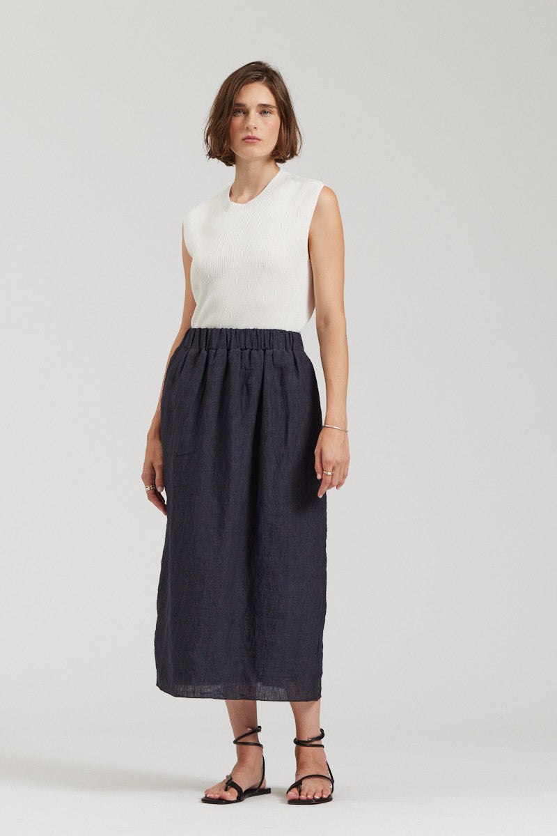 Linen Midi Skirt