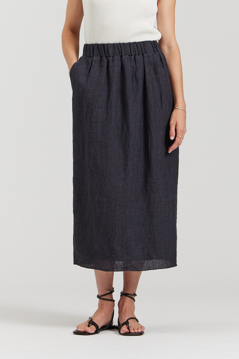 Linen Midi Skirt