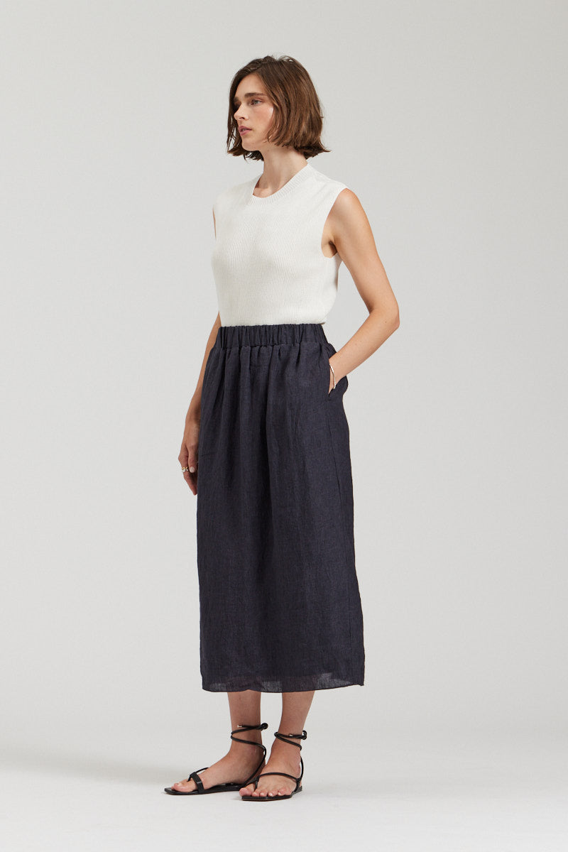 Linen Midi Skirt